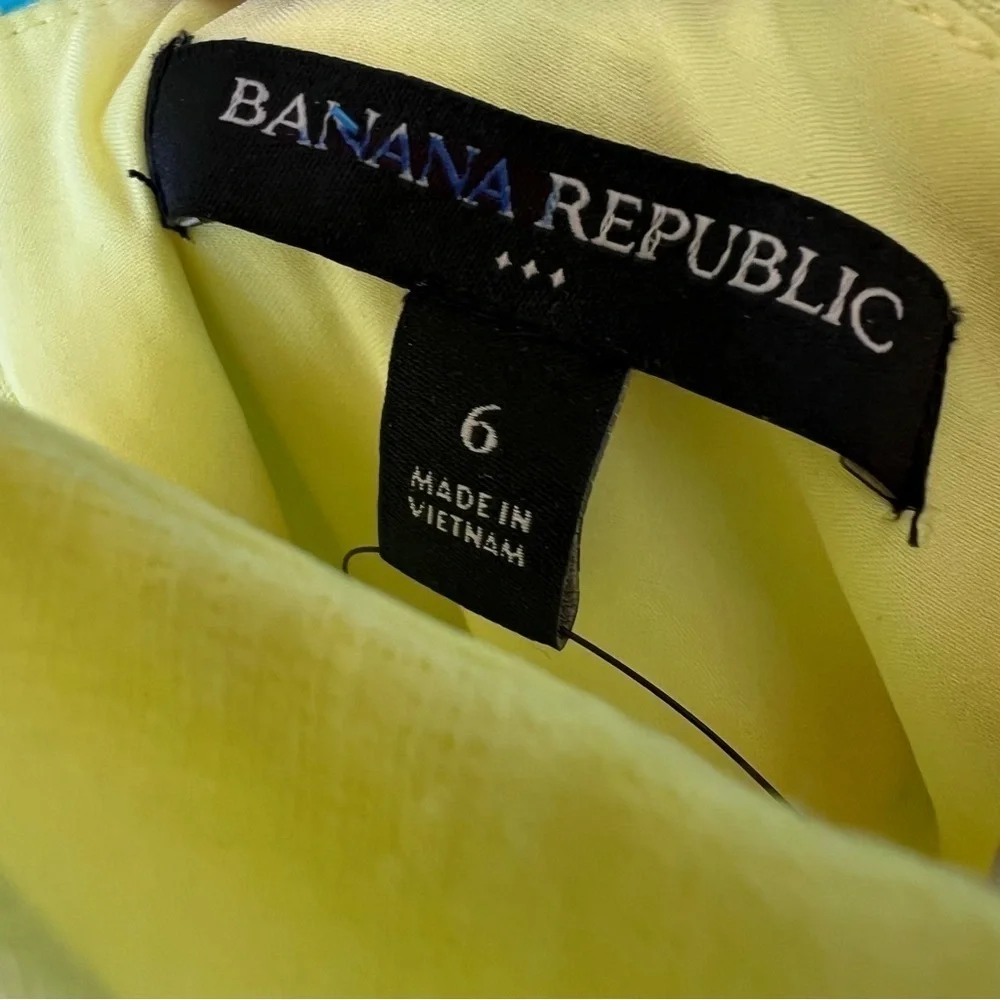 Banana Republic Linen Front Knot Midi Dress Pastel Butter Yellow Size 6 NWT